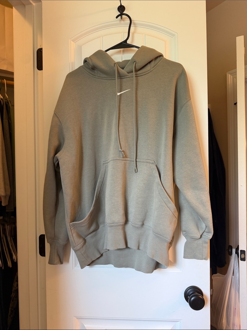 Nike Women's Hoodie in Olive Gray with White Swoosh - worn once